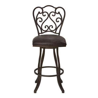 30" Espresso Iron Swivel Bar Height Bar Chair