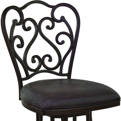 30" Espresso Iron Swivel Bar Height Bar Chair