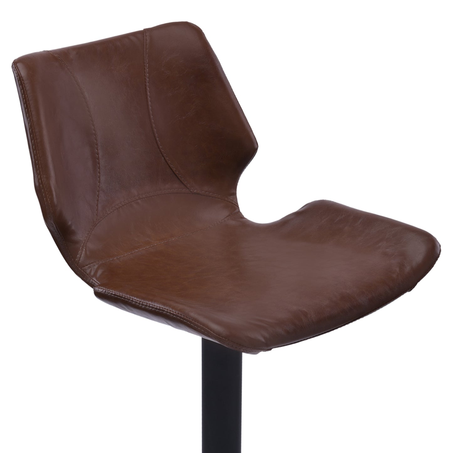 21" Coffee And Black Faux Leather And Iron Swivel Low Back Adjustable Height Bar Chair