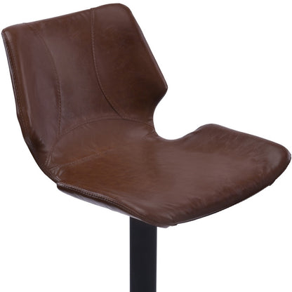 21" Coffee And Black Faux Leather And Iron Swivel Low Back Adjustable Height Bar Chair