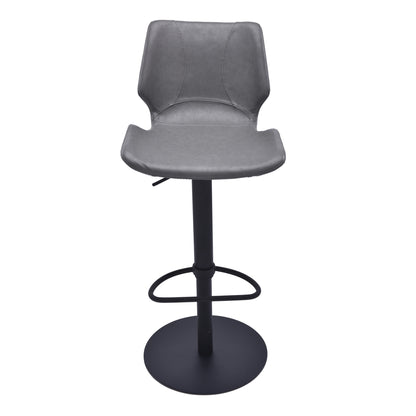 21" Gray And Black Faux Leather And Iron Swivel Low Back Adjustable Height Bar Chair