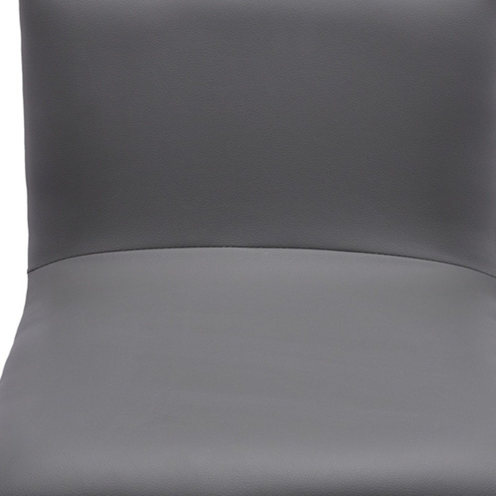 21" Gray And Silver Fabric And Iron Backless Adjustable Height Swivel Bar Chair