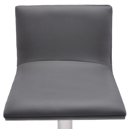 21" Gray And Silver Fabric And Iron Backless Adjustable Height Swivel Bar Chair