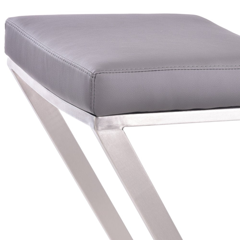 26" Gray And Silver Fabric And Iron Backless Counter Height Bar Chair