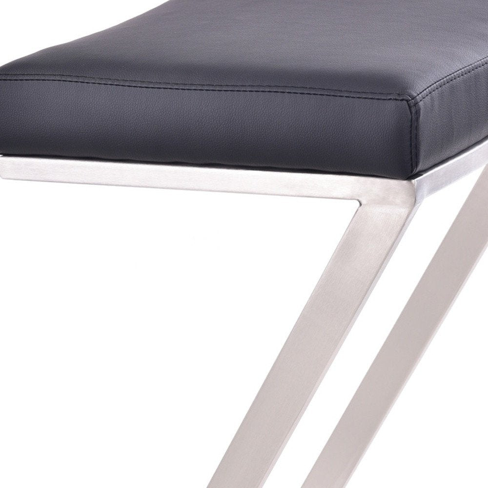 26" Gray And Silver Fabric And Iron Backless Counter Height Bar Chair