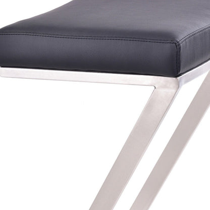 26" Gray And Silver Fabric And Iron Backless Counter Height Bar Chair