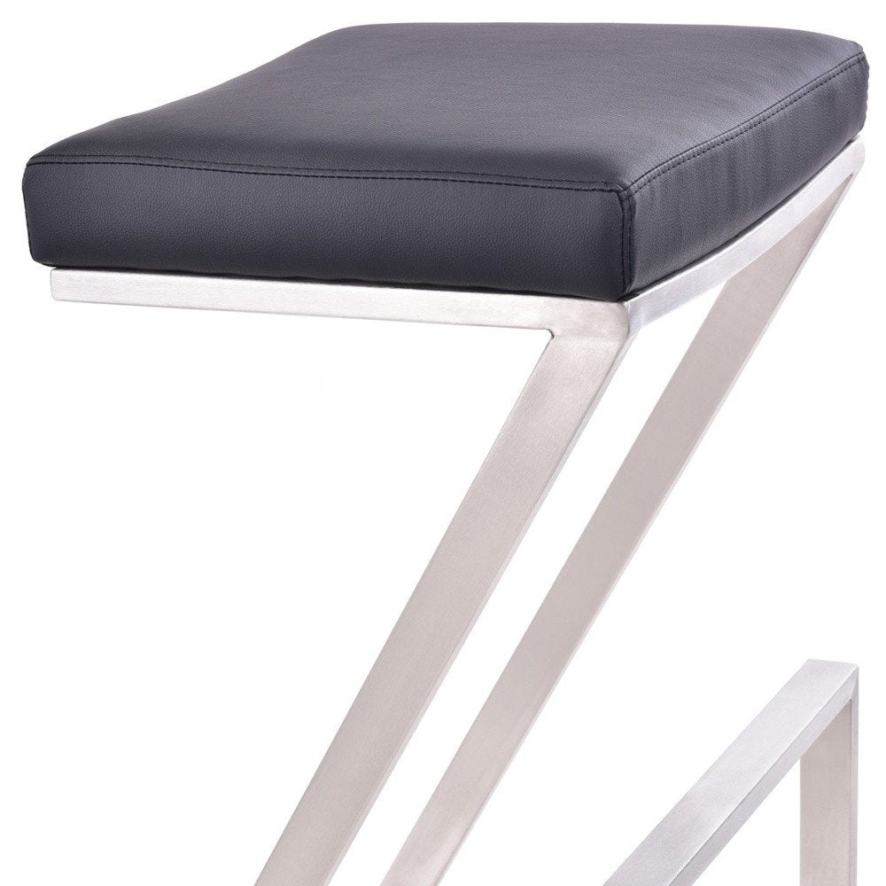 26" Gray And Silver Fabric And Iron Backless Counter Height Bar Chair
