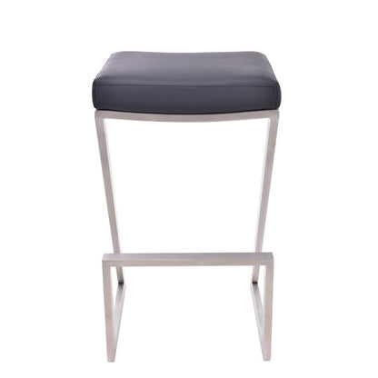 26" Gray And Silver Fabric And Iron Backless Counter Height Bar Chair