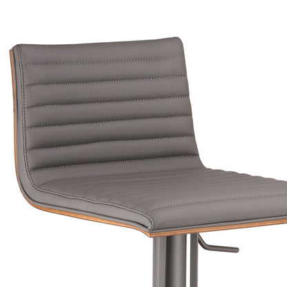 Gray Fabric And Iron Low Back Adjustable Height Swivel Bar Chair