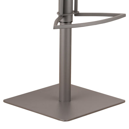 Gray Fabric And Iron Low Back Adjustable Height Swivel Bar Chair