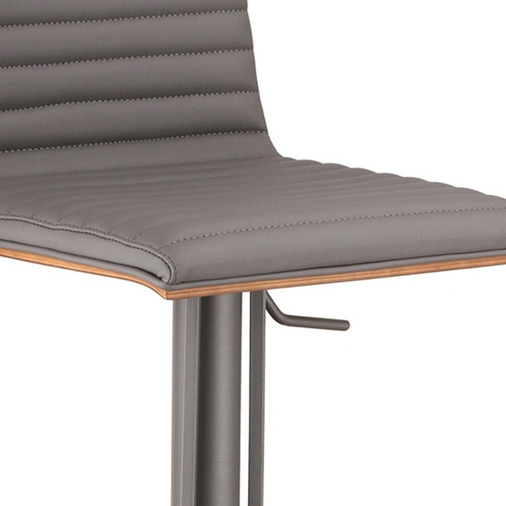 Gray Fabric And Iron Low Back Adjustable Height Swivel Bar Chair