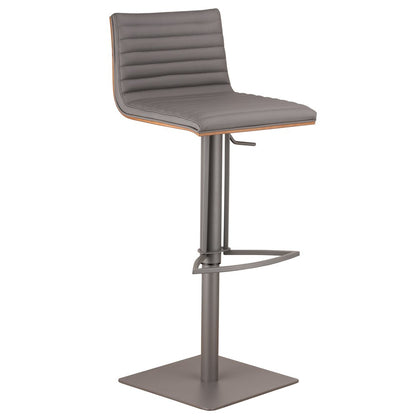 Gray Fabric And Iron Low Back Adjustable Height Swivel Bar Chair