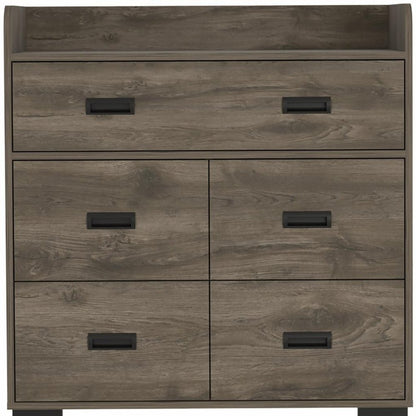 33" Dark Brown Manufactured Wood Five Drawer Dresser