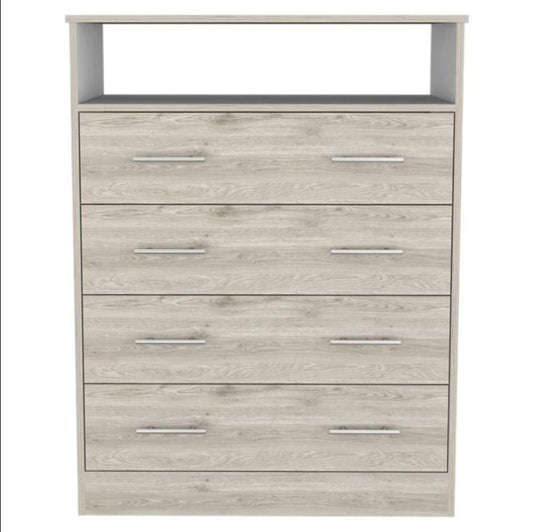 33" Light Gray Wood Four Drawer Dresser