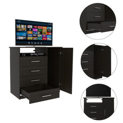 36" Black Manufactured Wood Four Drawer Combo Dresser