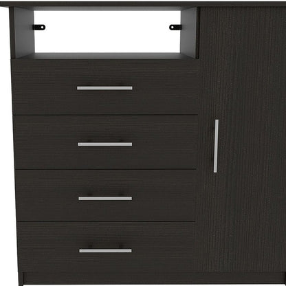 36" Black Manufactured Wood Four Drawer Combo Dresser