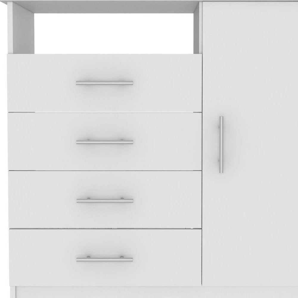 35" White Wood Four Drawer Combo Dresser