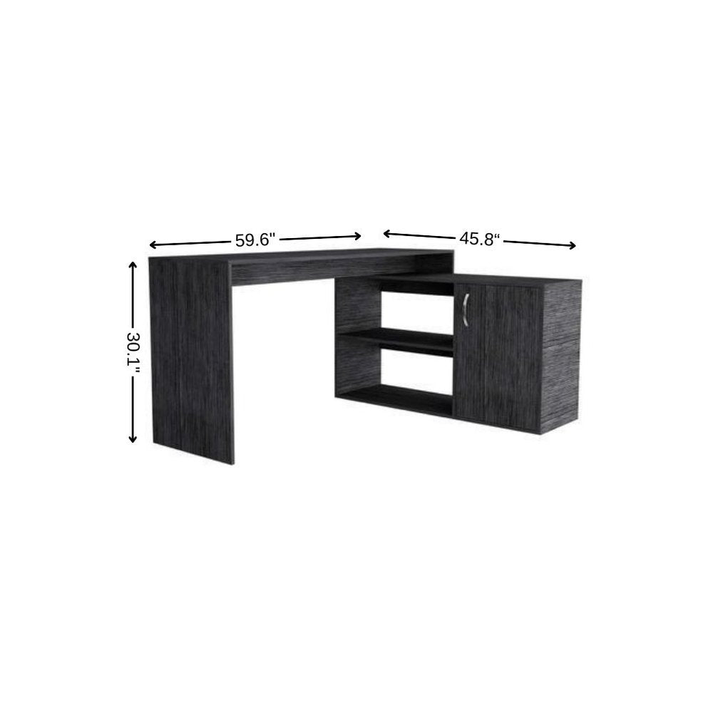 60" Gray L Shape Computer Desk