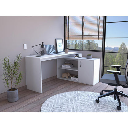 60" White L Shape Computer Desk