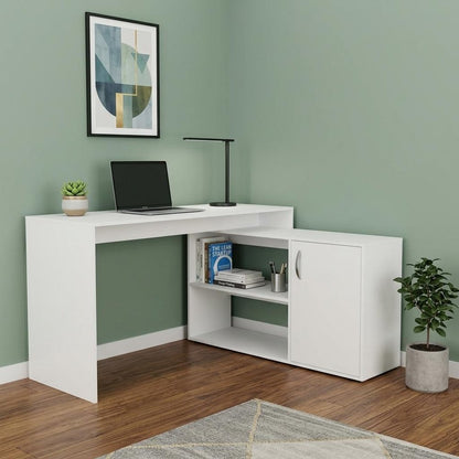 60" White L Shape Computer Desk