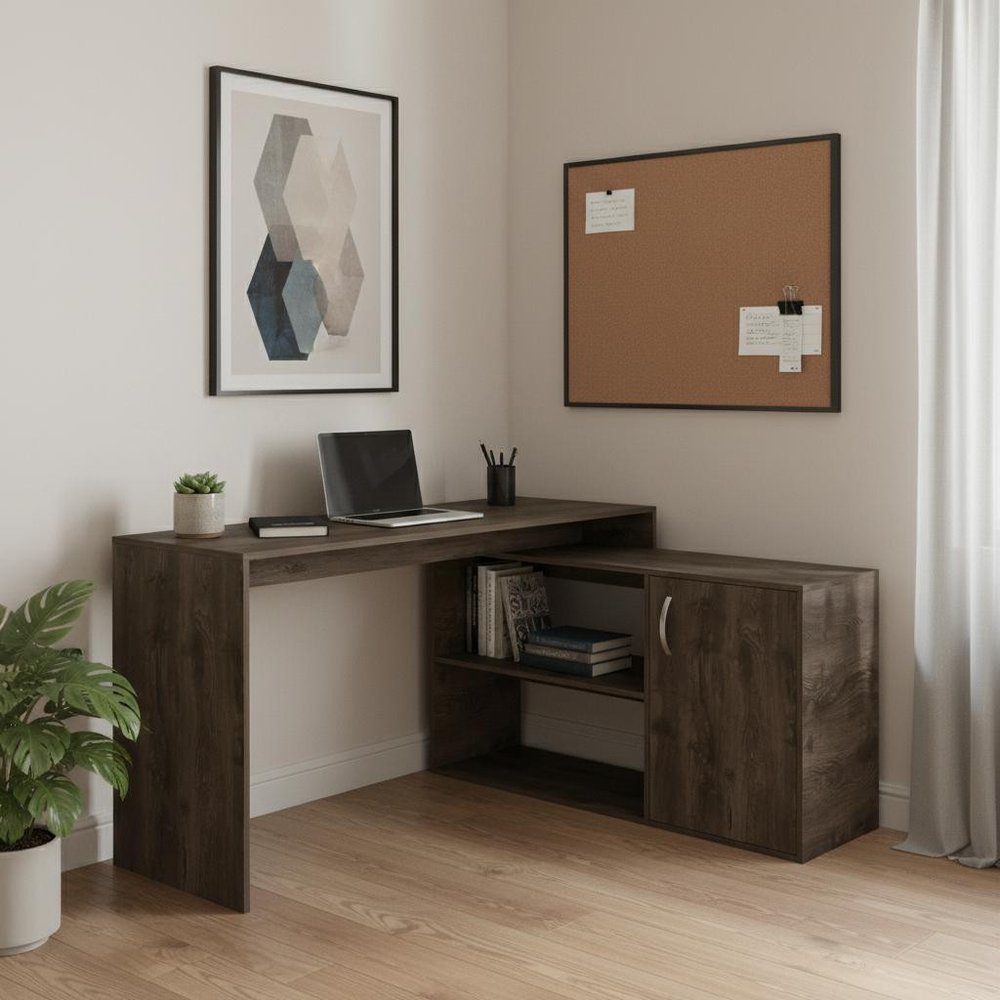 60" Dark Brown Wood Credenza Desk