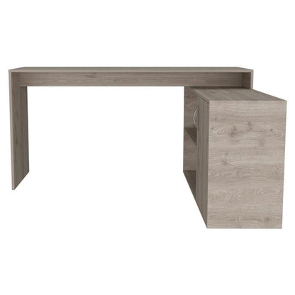 60" Light Gray Wood L Shape Credenza Desk
