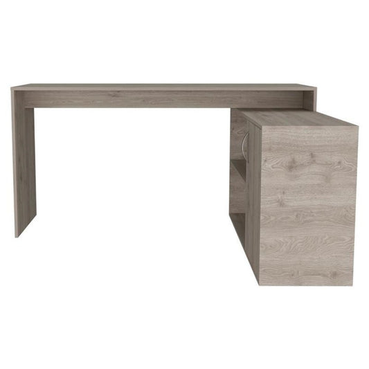 60" Light Gray Wood L Shape Credenza Desk