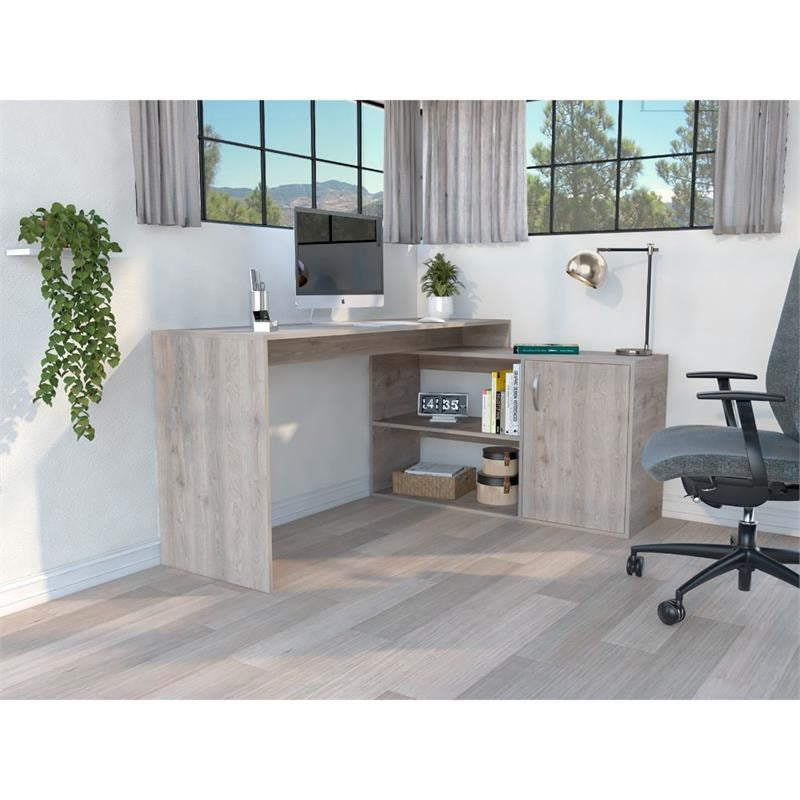 60" Light Gray L Shape Computer Desk