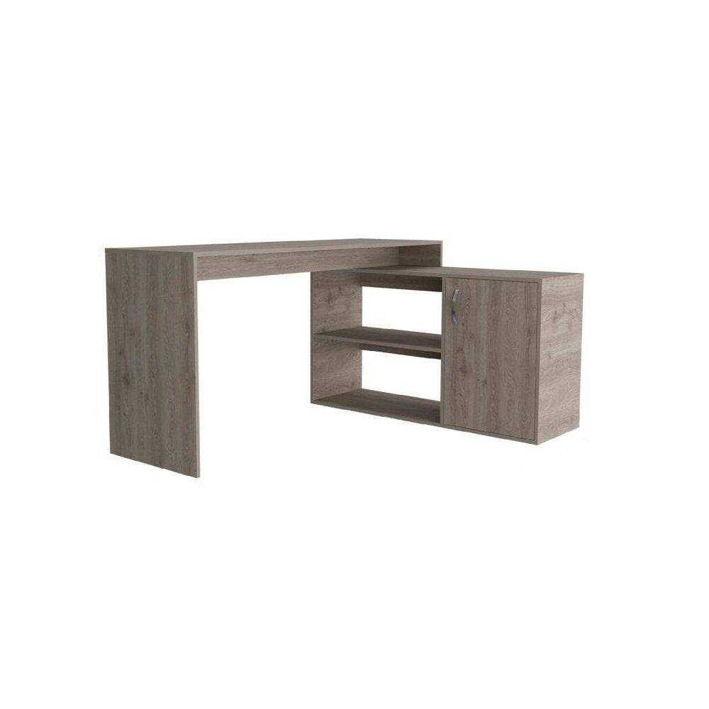 60" Light Gray Wood L Shape Credenza Desk