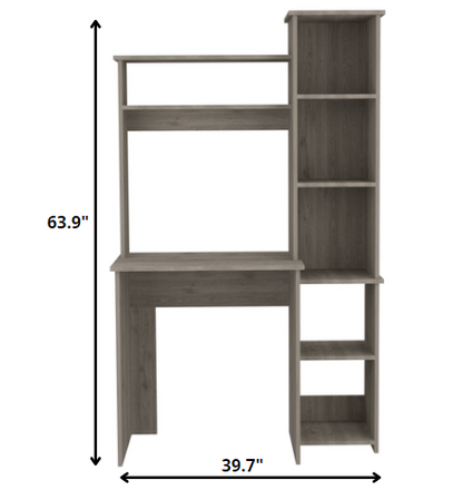 Modern Light Gray Office Desk with Storage Cabinet