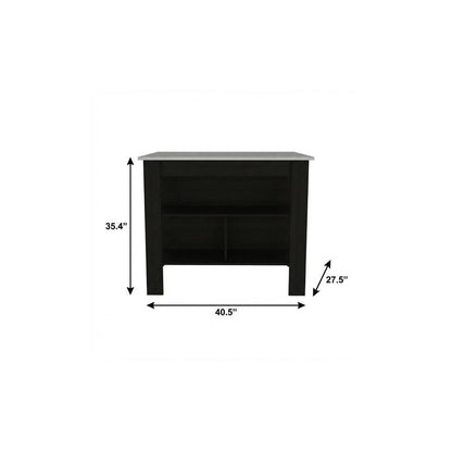 41" Ivory And Black Wood Kitchen Island With Storage