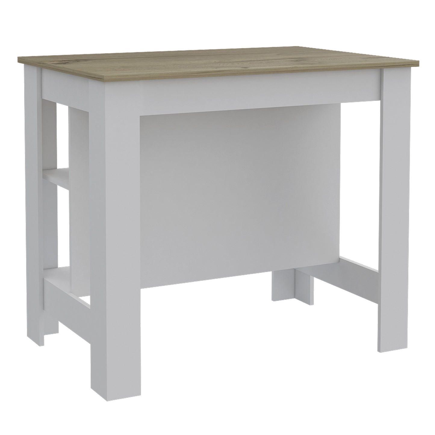 Modern White and Light Oak Kitchen Island