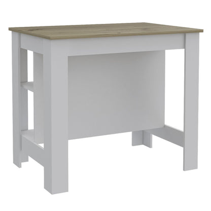 41" Brown And White Wood Kitchen Island With Storage