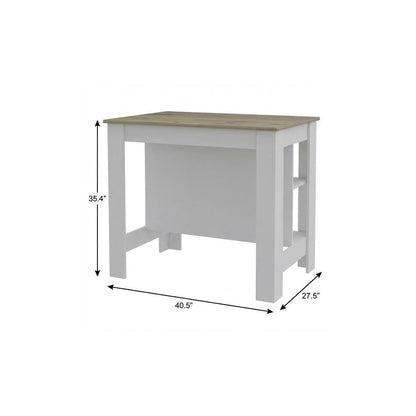 41" Brown And White Wood Kitchen Island With Storage