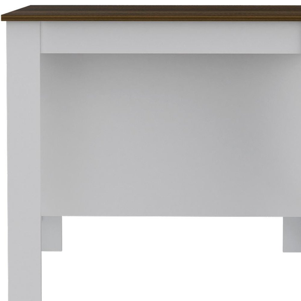 White and Brown 41" Kitchen Island With Storage