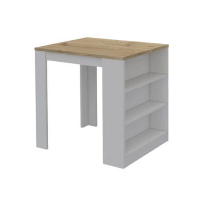 White and Natural 36" Kitchen Island With Storage