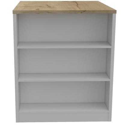 White and Natural 36" Kitchen Island With Storage