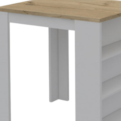 36" Natural and White Wood Kitchen Island With Storage
