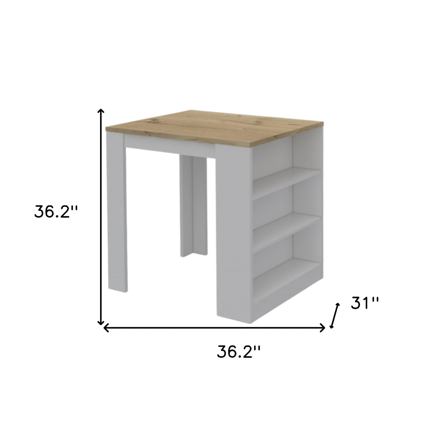 White and Natural 36" Kitchen Island With Storage