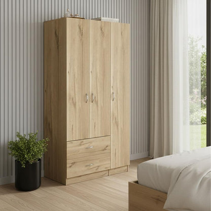 71" Light Oak Manufactured Wood Two Drawer Combo Dresser