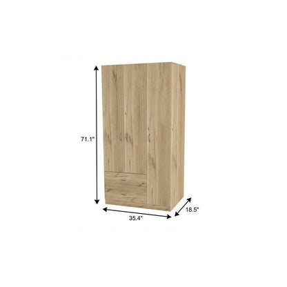 71" Light Oak Manufactured Wood Two Drawer Combo Dresser