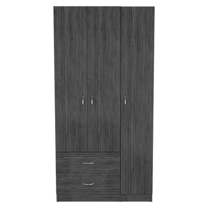 71" Gray Grainy Oak Manufactured Wood Two Drawer Combo Dresser