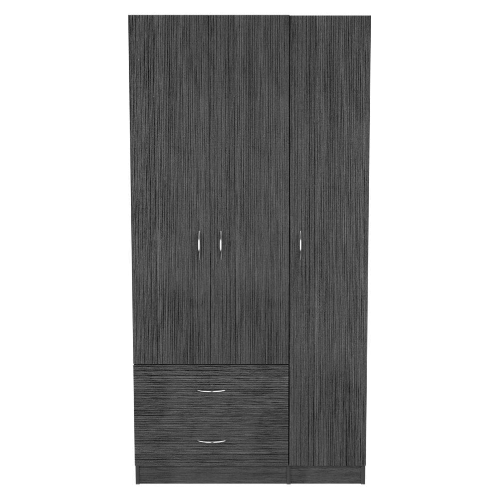 71" Gray Wood Three Door Two Drawer Combo Dresser
