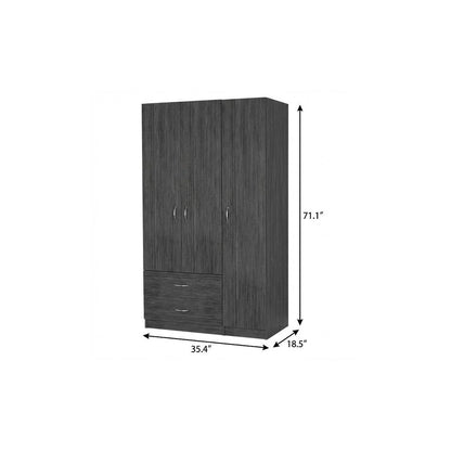 71" Gray Wood Three Door Two Drawer Combo Dresser