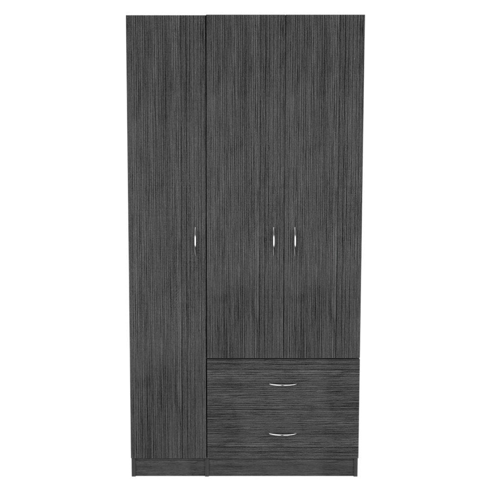 71" Gray Wood Three Door Two Drawer Combo Dresser