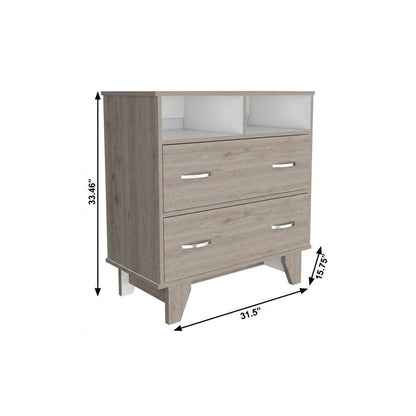 32" Light Grey Manufactured Wood Two Drawer Dresser