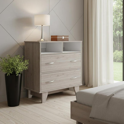 32" Light Grey Manufactured Wood Two Drawer Dresser