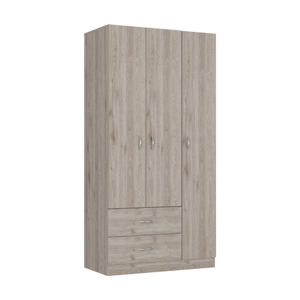 71" Light Gray Wood Three Door Two Drawer Combo Dresser