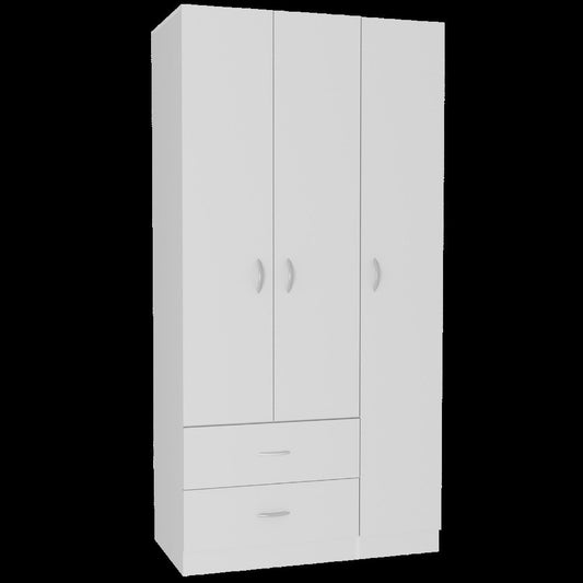71" White Wood Three Door Two Drawer Combo Dresser