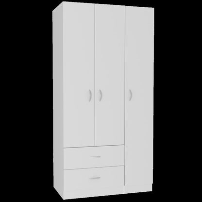 71" White Wood Two Drawer Combo Dresser